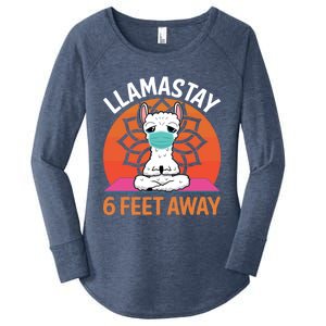 Llamastay 6 Feet Away Funny Llama Yoga Namaste Mask Gift Women's Perfect Tri Tunic Long Sleeve Shirt