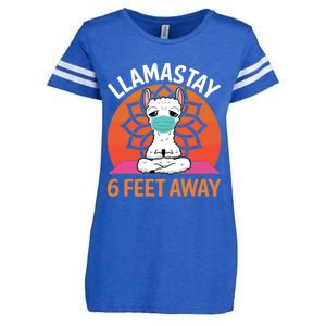 Llamastay 6 Feet Away Funny Llama Yoga Namaste Mask Gift Enza Ladies Jersey Football T-Shirt