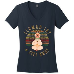 LlamaStay 6 Feet Away Women's V-Neck T-Shirt