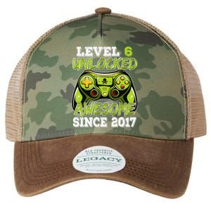 Level 6 Unlocked Awesome Since 2017 6 Year Gamer Birthday Legacy Tie Dye Trucker Hat