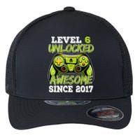 Level 6 Unlocked Awesome Since 2017 6 Year Gamer Birthday Flexfit Unipanel Trucker Cap