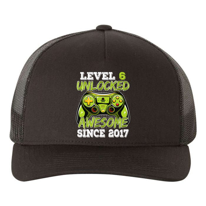 Level 6 Unlocked Awesome Since 2017 6 Year Gamer Birthday Yupoong Adult 5-Panel Trucker Hat