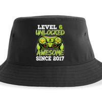 Level 6 Unlocked Awesome Since 2017 6 Year Gamer Birthday Sustainable Bucket Hat