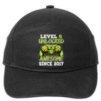 Level 6 Unlocked Awesome Since 2017 6 Year Gamer Birthday 7-Panel Snapback Hat