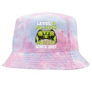 Level 6 Unlocked Awesome Since 2017 6 Year Gamer Birthday Tie-Dyed Bucket Hat