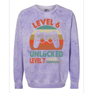 Level 6 Unlocked Level 7 Loading Video Game 6th Birthday Gift Colorblast Crewneck Sweatshirt