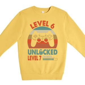 Level 6 Unlocked Level 7 Loading Video Game 6th Birthday Gift Premium Crewneck Sweatshirt