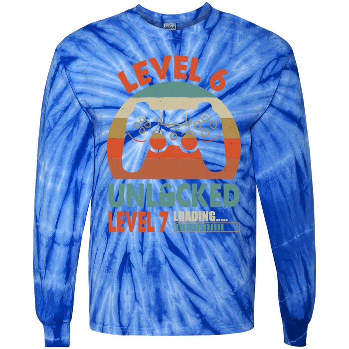 Level 6 Unlocked Level 7 Loading Video Game 6th Birthday Gift Tie-Dye Long Sleeve Shirt