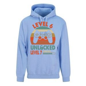 Level 6 Unlocked Level 7 Loading Video Game 6th Birthday Gift Unisex Surf Hoodie