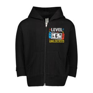 Level 6 Unlocked Gamer Birthday Toddler Zip Fleece Hoodie