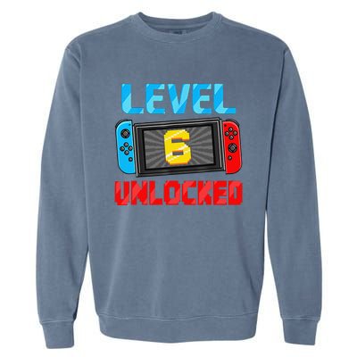 Level 6 Unlocked Gamer 6th Birthday Gift Video Game Garment-Dyed Sweatshirt