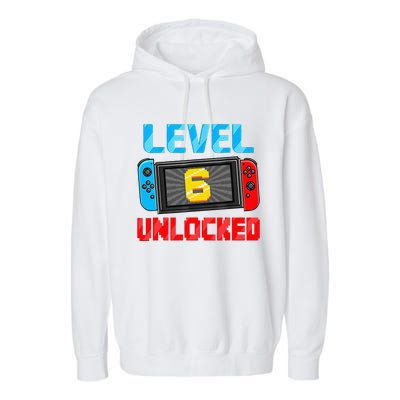 Level 6 Unlocked Gamer 6th Birthday Gift Video Game Garment-Dyed Fleece Hoodie