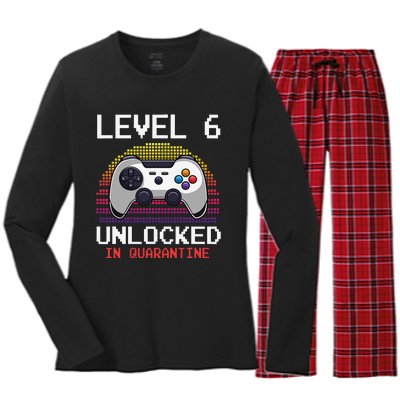 Level 6 Unlocked In Quarantine Video Game Birthday Gift Women's Long Sleeve Flannel Pajama Set 