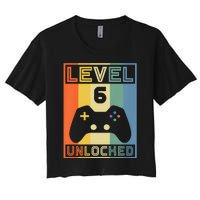 Level 6 Unlocked Video Gamer 5th Birthday Gaming Gift Women's Crop Top Tee