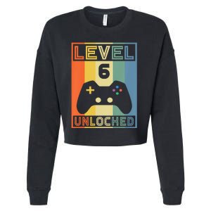 Level 6 Unlocked Video Gamer 5th Birthday Gaming Gift Cropped Pullover Crew