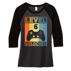 Level 6 Unlocked Video Gamer 5th Birthday Gaming Gift Women's Tri-Blend 3/4-Sleeve Raglan Shirt