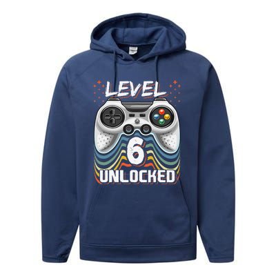 Level 6 Unlocked Video Game 6th Birthday Gamer Gifts Performance Fleece Hoodie