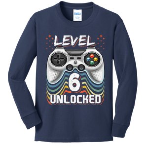 Level 6 Unlocked Video Game 6th Birthday Gamer Gifts Kids Long Sleeve Shirt