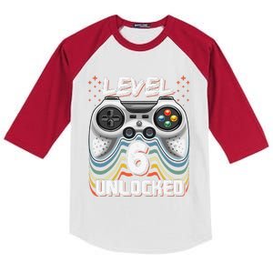 Level 6 Unlocked Video Game 6th Birthday Gamer Gifts Kids Colorblock Raglan Jersey