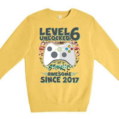 Level 6 Unlocked Awesome Since 2017 Gamer Birthday Premium Crewneck Sweatshirt