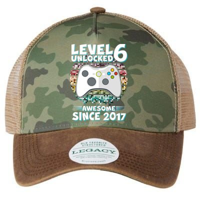 Level 6 Unlocked Awesome Since 2017 Gamer Birthday Legacy Tie Dye Trucker Hat