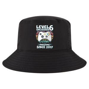 Level 6 Unlocked Awesome Since 2017 Gamer Birthday Cool Comfort Performance Bucket Hat