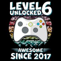 Level 6 Unlocked Awesome Since 2017 Gamer Birthday Doggie Tank