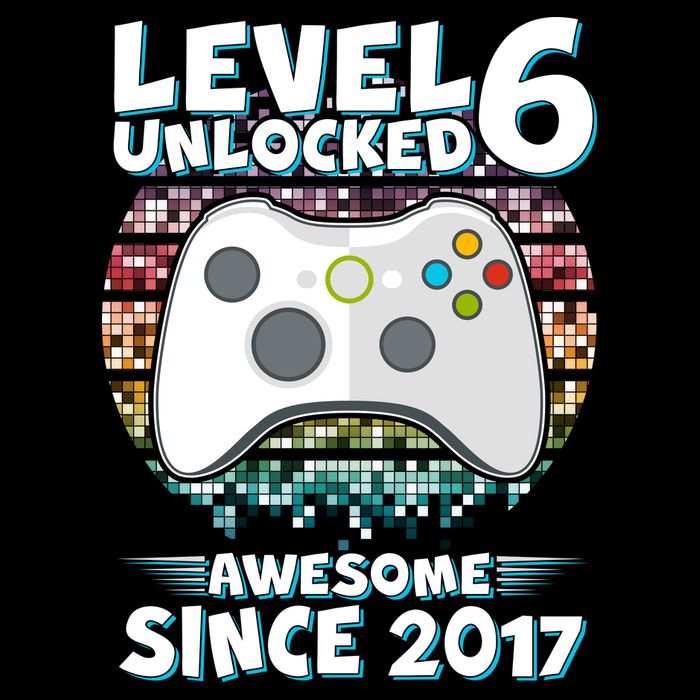 Level 6 Unlocked Awesome Since 2017 Gamer Birthday Doggie Tank