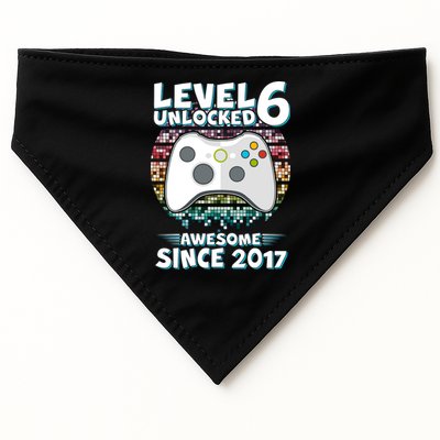 Level 6 Unlocked Awesome Since 2017 Gamer Birthday USA-Made Doggie Bandana