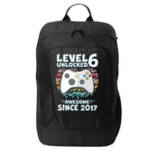 Level 6 Unlocked Awesome Since 2017 Gamer Birthday City Backpack