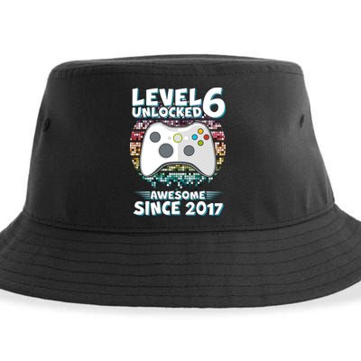 Level 6 Unlocked Awesome Since 2017 Gamer Birthday Sustainable Bucket Hat