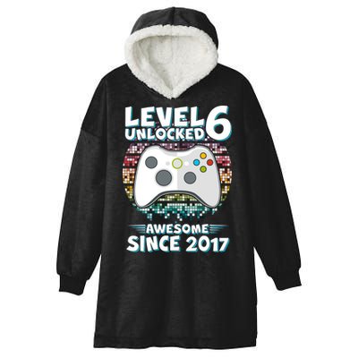 Level 6 Unlocked Awesome Since 2017 Gamer Birthday Hooded Wearable Blanket