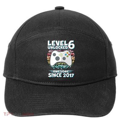 Level 6 Unlocked Awesome Since 2017 Gamer Birthday 7-Panel Snapback Hat