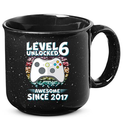 Level 6 Unlocked Awesome Since 2017 Gamer Birthday 15oz Campfire Ceramic Mug