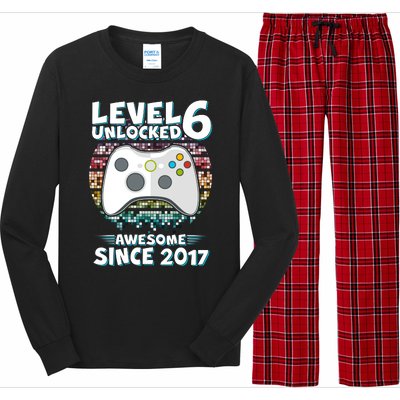 Level 6 Unlocked Awesome Since 2017 Gamer Birthday Long Sleeve Pajama Set