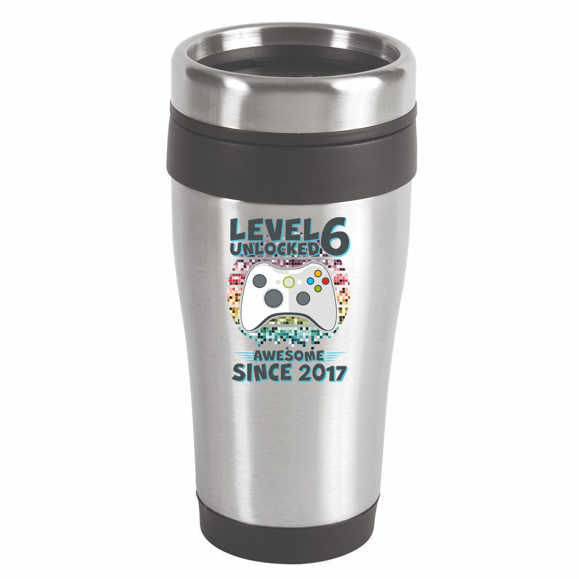 Level 6 Unlocked Awesome Since 2017 Gamer Birthday 16oz Travel Tumbler