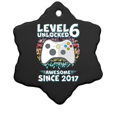 Level 6 Unlocked Awesome Since 2017 Gamer Birthday Ceramic Star Ornament