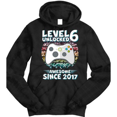 Level 6 Unlocked Awesome Since 2017 Gamer Birthday Tie Dye Hoodie