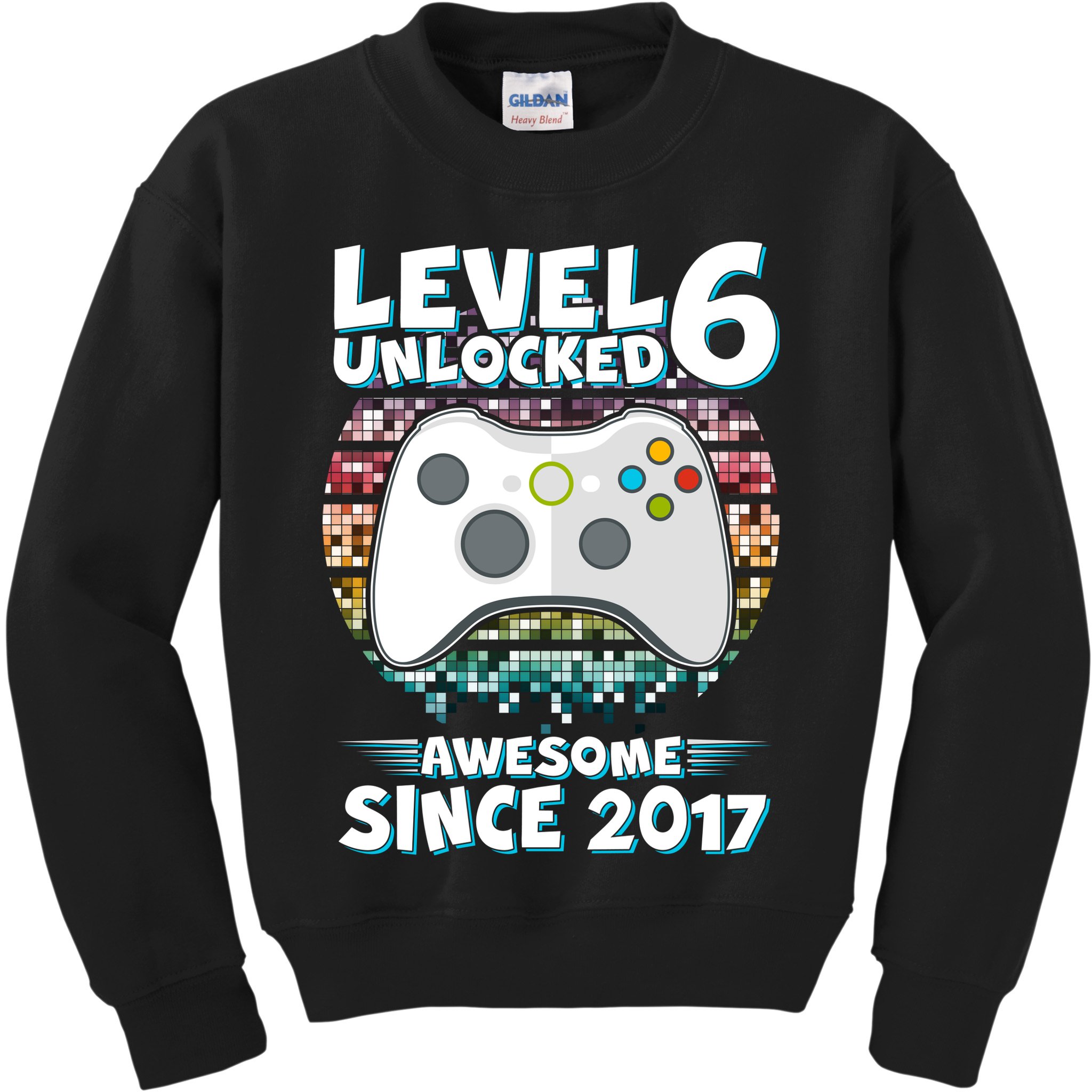 Level 6 Unlocked Awesome Since 2017 Gamer Birthday Kids Sweatshirt