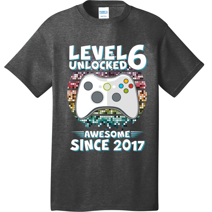 Level 6 Unlocked Awesome Since 2017 Gamer Birthday T-Shirt