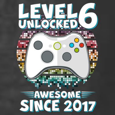 Level 6 Unlocked Awesome Since 2017 Gamer Birthday T-Shirt