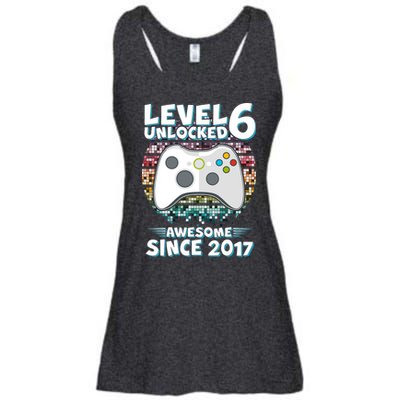 Level 6 Unlocked Awesome Since 2017 Gamer Birthday Ladies Essential Flowy Tank