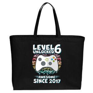 Level 6 Unlocked Awesome Since 2017 Gamer Birthday Cotton Canvas Jumbo Tote