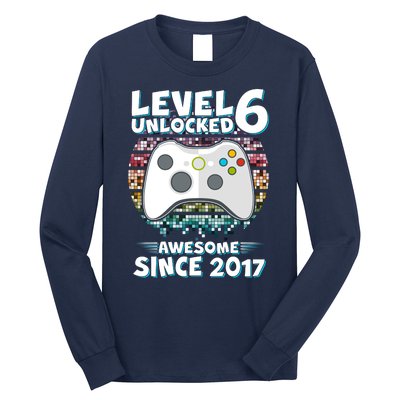 Level 6 Unlocked Awesome Since 2017 Gamer Birthday Long Sleeve Shirt