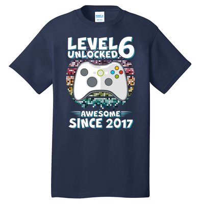 Level 6 Unlocked Awesome Since 2017 Gamer Birthday Tall T-Shirt