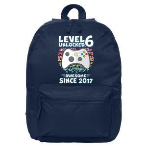 Level 6 Unlocked Awesome Since 2017 Gamer Birthday 16 in Basic Backpack