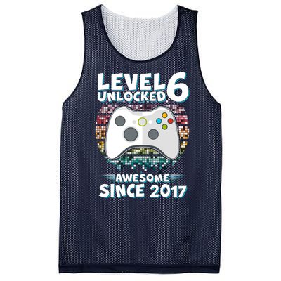 Level 6 Unlocked Awesome Since 2017 Gamer Birthday Mesh Reversible Basketball Jersey Tank