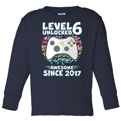 Level 6 Unlocked Awesome Since 2017 Gamer Birthday Toddler Long Sleeve Shirt