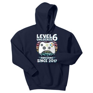 Level 6 Unlocked Awesome Since 2017 Gamer Birthday Kids Hoodie