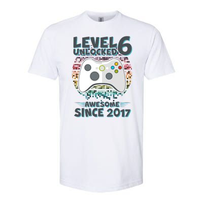 Level 6 Unlocked Awesome Since 2017 Gamer Birthday Softstyle® CVC T-Shirt